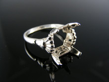 5698 STERLING SILVER RING SETTING, 12X10 MM EMERALD CUT GEMSTONE, SIZE 8