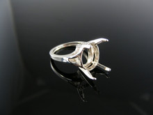 2060 STERLING SILVER RING SETTING, 14X10 MM OVAL FACETED GEMSTONE, SIZE 6.5