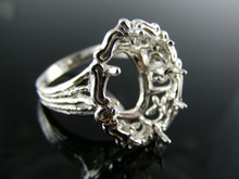 5718 STERLING SILVER RING SETTING, 16X12 MM OVAL FACETED GEMSTONE, SIZE 10