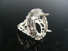 5507 STERLING SILVER RING SETTING, 16X12 MM OVAL FACETED GEMSTONE, SIZE 7.5