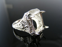 R058 RING SETTING STERLING SILVER 11X9MM EMERALD CUT GEM RING SIZE 6