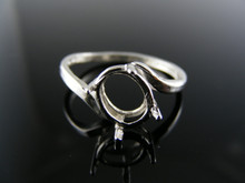 5681 STERLING SILVER RING SETTING, 8X6 MM OVAL FACETED GEMSTONE, SIZE 6.75