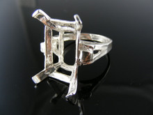 5723 STERLING SILVER RING SETTING, 20X15 MM EMERALD CUT FACETED GEMSTONE, SIZE 9.5