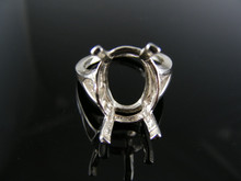 2071 STERLING SILVER  RING SETTING, 16X12 MM OVAL FACETED GEMSTONE, SIZE 6.75
