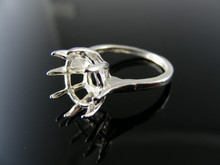 1821 RING SETTING STERLING SILVER, SIZE 4.5, 9 MM ROUND FACETED STONE