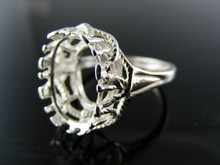 5721 STERLING SILVER RING SETTING, 14X10 MM OVAL GEMSTONE, SIZE 7