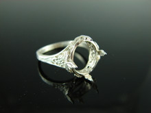 5804 RING SETTING STERLING SILVER SIZE 6.75 11X9 MM CABOCHON OR SHALLOW CUT OVAL STONE