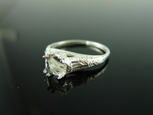 5805 STERLING SILVER FILIGREE RING SETTING, 6 MM ROUND FACETED GEMSTONE, SIZE 7.25