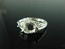 R94 RING SETTING STERLING SILVER SIZE 7, (2) 6 MM TRILLION STONES