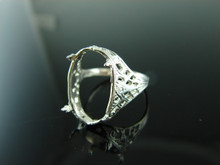 6026 STERLING SILVER RING SETTING, 18X13 MM OVAL CABOCHON ONLY GEMSTONE, SIZE 7.75