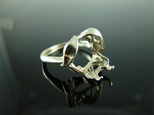 5726 STERLING SILVER RING SETTING, 11X9 EMERALD CUT GEMSTONE, SIZE 7