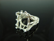 5740 STERLING SILVER RING SETTING, 14X12 MM EMERALD CUT GEMSTONE, SIZE 8.25