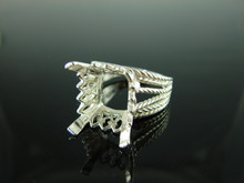 5741 Ring Setting Sterling Silver Size 9, 14x12mm Emerald Cut Gemstone