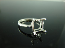 5742 STERLING SILVER RING SETTING, 11X9 MM EMERALD CUT GEMSTONE, SIZE 10.5