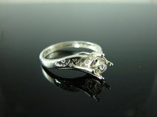 5744 STERLING SILVER RING SETTING, 6 MM ROUND FACETED GEMSTONE, SIZE 9