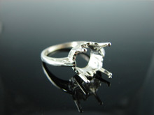 5746 STERLING SILVER RING SETTING, 12 MM ROUND FACETED GEMSTONE, SIZE 10.25