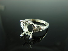 5747 STERLING SILVER RING SETTING, 11X9 MM OVAL FACETED GEMSTONE, SIZE 7.75