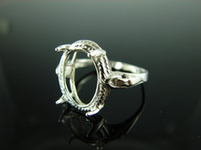 5748 STERLING SILVER RING SETTING, 16X12 MM OVAL CABOCHON GEMSTONE, SIZE 9.5