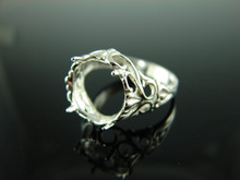 5749 STERLING SILVER FILIGREE RING SETTING, 11.5 MM ROUND FACETED GEMSTONE, SIZE 9.25
