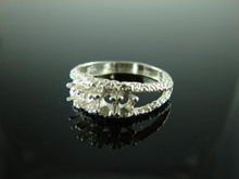 5753 STERLING SILVER MOTHERS RING SETTING, 4 - 3.5 MM ROUND FACETED GEMSTONE, SIZE 10.5