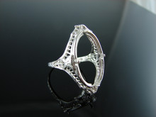 5828 STERLING SILVER RING SETTING, 18X13 MM OVAL CAMEO OR SHALLOW CABOCHON GEMSTONE, SIZE 6.25 