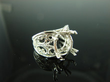 5829 STERLING SILVER RING SETTING, 12X10 MM OVAL GEMSTONE, SIZE5.25