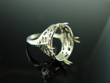 5820 STERLING SILVER RING SETTING, 16X12 MM OVAL GEMSTONE, SIZE 6.5