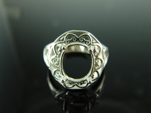 5819 STERLING SILVER RING SETTING, 11X9 MM OVAL FACETED GEMSTONE, SIZE 8.25
