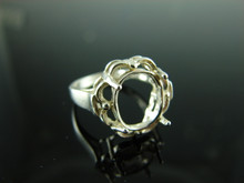 5822 STERLING SILVER RING SETTING, 11X9 MM OVAL GEMSTONE, SIZE 6.25