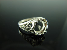 5811 STERLING SILVER RING SETTING, 9 MM ROUND FACETED GEMSTONE, SIZE 6.25
