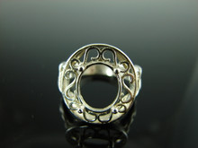 5834 STERLING SILVER RING SETTING, 11X9 MM OVAL FACETED GEMSTONE, SIZE 7.25