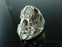 6035 STERLING SILVER SPIDER SKULL MANS RING, SIZE 8.5