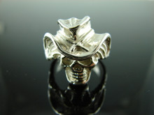 6034 STERLING SILVER COWBOY SKULL RING SETTING, SIZE 9.5