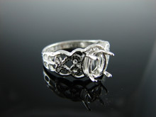 6033 Ring Setting Sterling Silver Ring Size 6.75, 8x6 mm Oval Gemstone