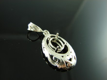 5813 STERLING SILVER PENDANT SETTING, 9X7 MM OVAL GEMSTONE