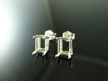 ER1B  Sterling Silver Earrings 7x5 Emerald Cut Gemstones