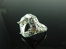 5897 Ring Setting Sterling Silver Size 5, 9 mm Cushion Cut Gemstone