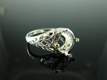 5846 STERLING SILVER RING SETTING, 9 MM ROUND FACETED GEMSTONE, SIZE 7.75