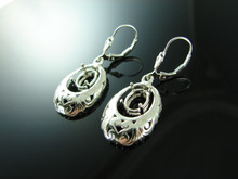 5813E Sterling Silver Lever Back Earrings, 9x7mm Oval Gemstones