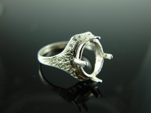 5907 STERLING SILVER RING SETTING, 10X8 MM OVAL FACETED GEMSTONE, SIZE 7.5