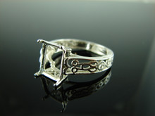 5859 STERLING SILVER RING SETTING, 10X8 MM EMERALD CUT GEMSTONE, SIZE 9