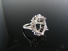2490  RING SETTING STERLING SILVER, SIZE 5.75, 14X12 MM OVAL STONE