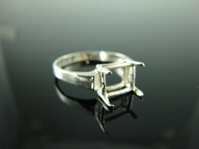 5775 Ring Setting Sterling Silver Size 7.25, 10x8mm Emerald Cut Gemstone