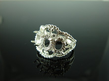 6010 Ring Setting Sterling Silver Size 8,(3) 7x5 mm Oval Cab or Facet Cut Gemstones