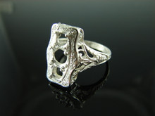 5910 Ring Setting Sterling Silver Size 9, (1) 6mm (2) 4mm Round Gemstones