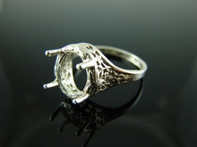 5868 Ring Setting Sterling Silver Size 6.5, 10x8mm Oval Facet or Cab Gemstone