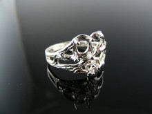 2453 STERLING SILVER RING SETTING, 1 - 7X5 MM OVAL & 1- 3 MM ROUND FACETED GEMSTONE, SIZE 8