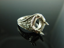 6018 STERLING SILVER RING SETTING, 11X9 MM OVAL FACETED OR CABOCHON GEMSTONE, SIZE 6.5