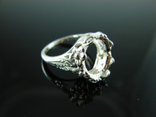 6039 STERLING SILVER RING SETTING, 11X9 MM OVAL FACETED SHALLOW CUT OR CABOCHON GEMSTONE, SIZE 7