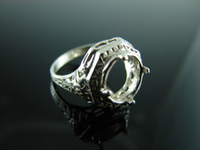 5839 STERLING SILVER FILIGREE RING SETTING, 9 MM ROUND FACETED GEMSTONE, SIZE 5